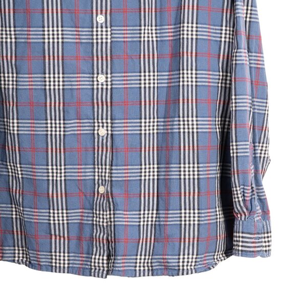 Sonoma Y2K Plaid Button Up Shirt L Mens Dadcore Blue Red Cotton Classic Collared - Picture 3 of 5